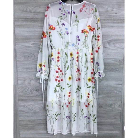 Chelsea28 Sheer Floral Embroidered Midi Dress S - Picture 10 of 11